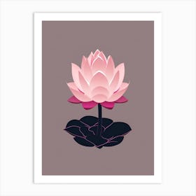 A Pink Lotus In Minimalist Style Vertical Composition 25 Art Print