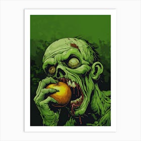 Scary Zombie Eating An Apple 16 Art Print