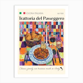 Trattoria Del Passeggero Trattoria Italian Poster Food Kitchen Art Print