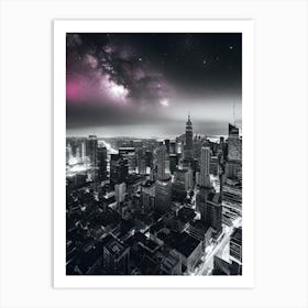 City Skyline At Night Art Print