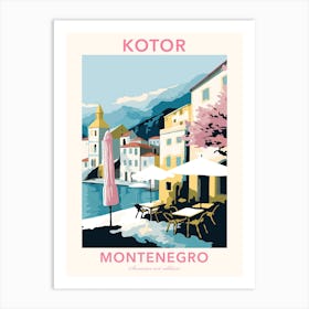 Kotor, Montenegro, Flat Pastels Tones Illustration 2 Poster Art Print