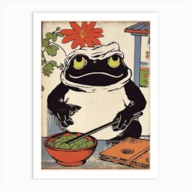 Frog Eating Ramen,  Matsumoto Hoji Inspired Japanese 4 Art Print