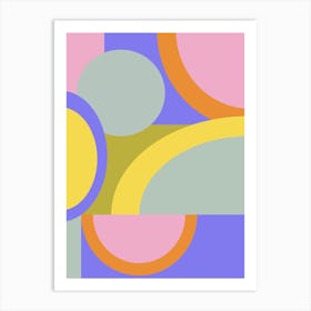 Bright Pastel Geometric Shapes in Purple Art Print