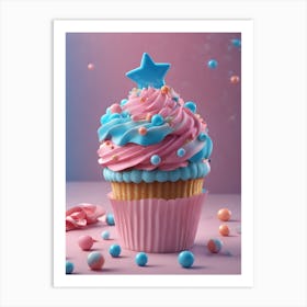 Cupcake With Stars Art Print