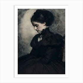 Dark Gothic Lady In Black 1 Art Print