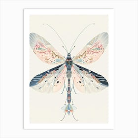 Colourful Insect Illustration Lacewing 16 Art Print