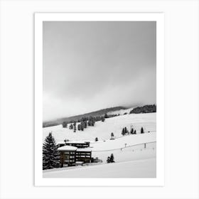 Soldeu, Andorra Black And White Skiing Poster Art Print