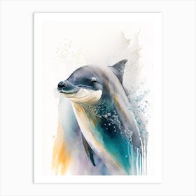 Northern Fur Seal Dolphin Storybook Watercolour  (1) Art Print