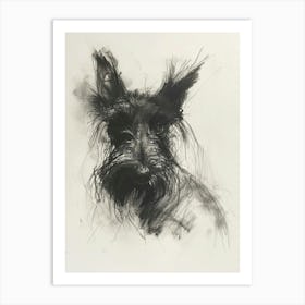 Skye Terrier Dog Charcoal Line 4 Art Print