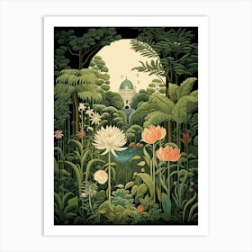 Lotusland Usa Henri Rousseau Style 2 Art Print