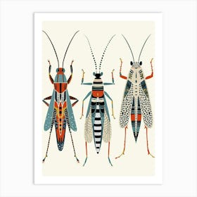 Colourful Insect Illustration Cricket 11 Art Print