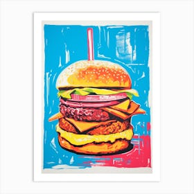 Retro Hamburger Colour Pop 3 Art Print