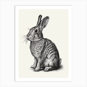 Dutch Blockprint Rabbit Illustration 2 Art Print