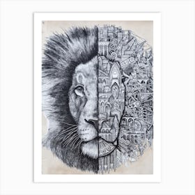 Lion In The City Art Print