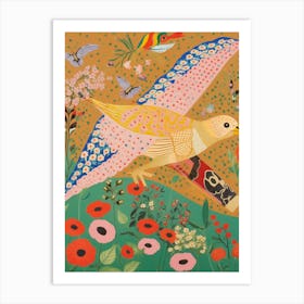 Maximalist Bird Painting Gold Finch 3 Art Print