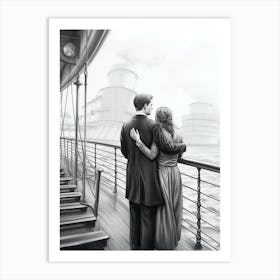 Titanic Onboarding Pencil Illustration 4 Art Print