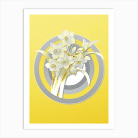 Botanical Chinese Sacred Lily in Gray and Yellow Gradient n.192 Art Print