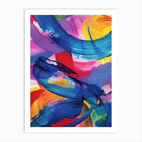 Rainbow Paint Brush Strokes Organic 1 Art Print
