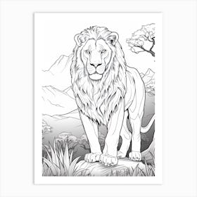The Pride Lands (The Lion King) Fantasy Inspired Line Art 2 Art Print