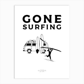 Gone Surfing Fineline Illustration Poster Art Print