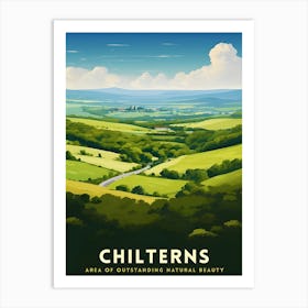 Chilterns Aonb Print English Countryside Art Chilterns Landscape Poster Uk Nature Reserve Wall Decor Hiking Trails Illustration British Art Print