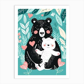 Black Bear With Cub Art Print