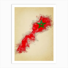 Morocco Flag Vintage 1 Art Print