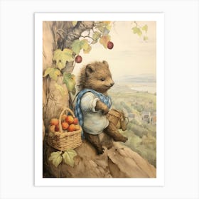 Storybook Animal Watercolour Porcupine 5 Art Print