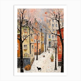 Cat In The Streets Of Budapest   Hungary With Snow 4 Art Print