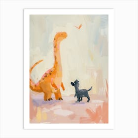 Dinosaur & A Dog Muted Pastels 2 Art Print