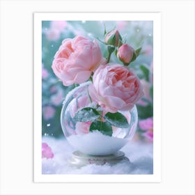 English Roses Painting Rose In A Snow Globe 2 Art Print