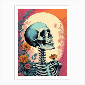 Floral Skeleton In The Style Of Pop Art (11) Art Print