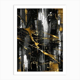 Gold And Black Abstract Painting 39 Art Print