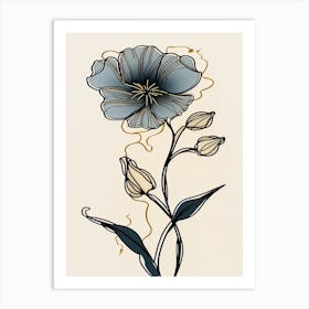 Daffodils Line Art Flowers Illustration Neutral 16 Art Print