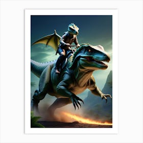 Dinosaur Rider Art Print