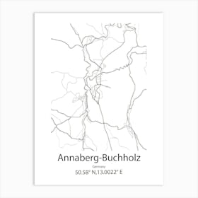 Annaberg Buchholz,Germany Minimalist Map Art Print