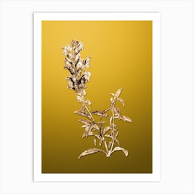 Gold Botanical Red Dragon Flowers on Mango Yellow n.0397 Art Print