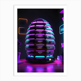 Beehive with neon lights Art Print