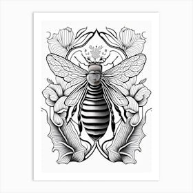 Queen Bee 2 William Morris Style Art Print