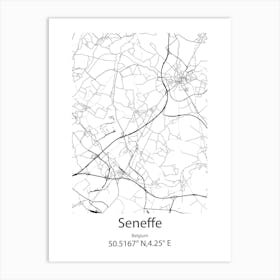 Seneffe,Belgium Minimalist Map Art Print