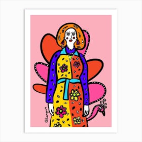 Woman In A Colorful Dress Art Print