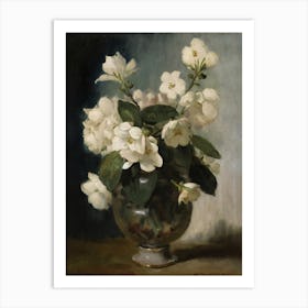 White Flowers In A Vase Cezanne Inspired Art Print