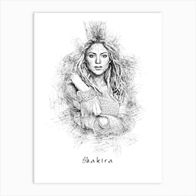 Shakira Pencil Art Print