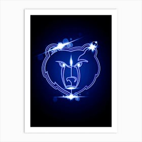 Memphis Grizzlies Neon Art Print