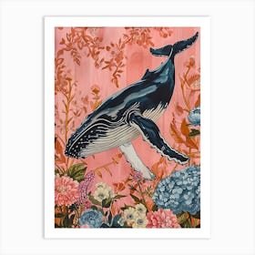 Floral Animal Painting Humpback Whale 2 Art Print