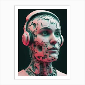 Cyborg headphones 1 Art Print