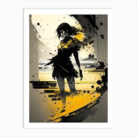 Girl In Black And Yellow Art Print