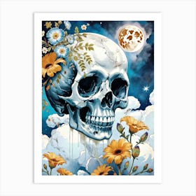Surrealist Floral Skull Painting (5) Art Print
