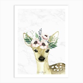 Fawn Watercolor Painting - Nursery Prints Art Print