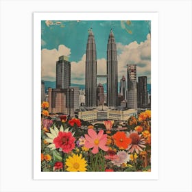 Kuala Lumpur   Floral Retro Collage Style 2 Art Print